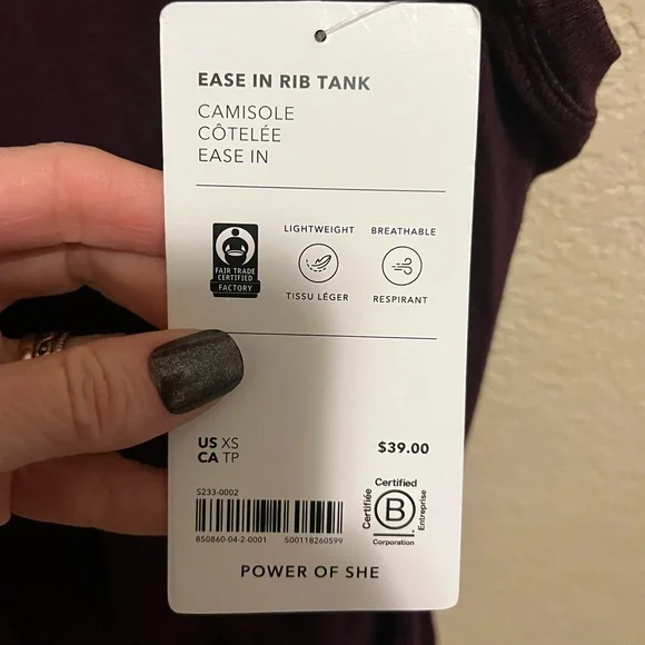 NWT Athleta Ease in Rib Tank Top - Rich Burgundy - Picture 2 of 4